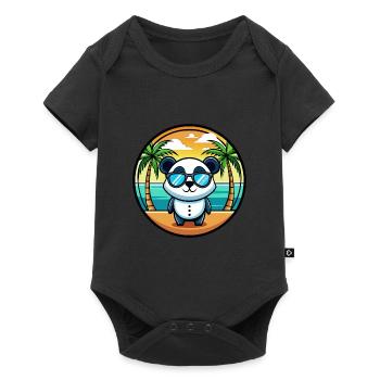 Panda Drôle Dessin Animé Plage D’été Lunettes De Soleil Cool - Body à manches courtes Premium Bébé - noir - Devant