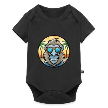 Babouin Drôle Dessin Animé Plage D’été Lunettes De Soleil Cool - Body à manches courtes Premium Bébé - noir - Devant