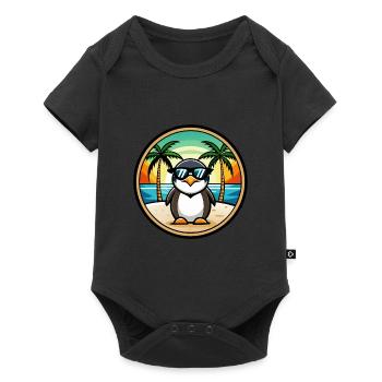 Penguin Funny Cartoon Summer Beach Sunglasses Cool - Baby Premium short-sleeve bodysuit - black - Front