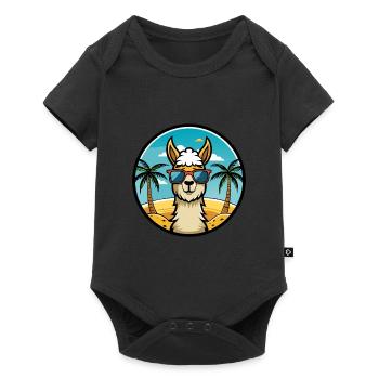 Llama Funny Cartoon Summer Beach Sunglasses Cool - Baby Premium short-sleeve bodysuit - black - Front