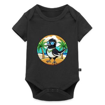 Magpie Drôle Dessin Animé Plage De Plage Lunettes Cool - Body à manches courtes Premium Bébé - noir - Devant