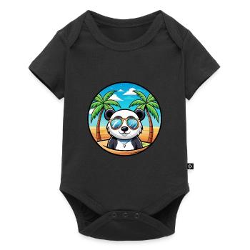 Panda Drôle Dessin Animé Plage D’été Lunettes De Soleil Cool - Body à manches courtes Premium Bébé - noir - Devant