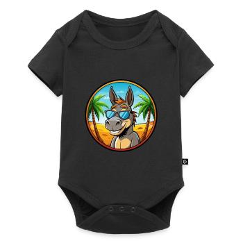 Donkey Funny Cartoon Summer Beach Sunglasses Cool - Baby Premium short-sleeve bodysuit - black - Front