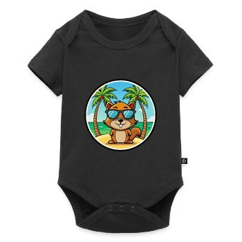Squirrel Funny Cartoon Summer Beach Sunglasses - Baby Premium short-sleeve bodysuit - black - Front