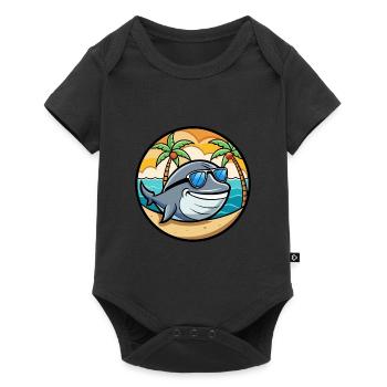Baleine Drôle Dessin Animé Plage D’été Lunettes De Soleil Cool - Body à manches courtes Premium Bébé - noir - Devant