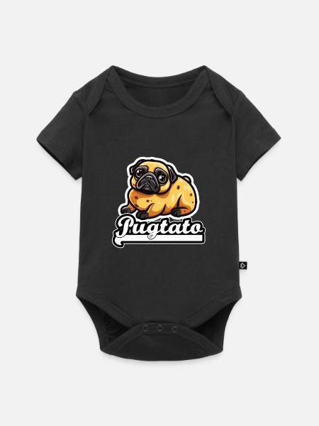 Pugtato Mops Kartoffel - Baby Premium Kurzarmbody - Schwarz