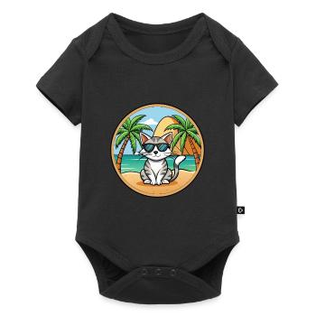 Lunettes de soleil de dessin animé de race de chat égéen plage - Body à manches courtes Premium Bébé - noir - Devant