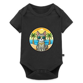 Egyptian Mau Cat Breed Cartoon Sunglasses Beach - Baby Premium short-sleeve bodysuit - black - Front