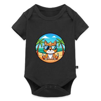 German Rex Cat Breed Cartoon Sunglasses Beach - Baby Premium short-sleeve bodysuit - black - Front