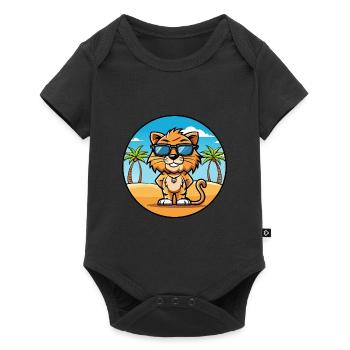 Liger Hybrid Lion Tiger Cat Breed Cartoon Beach - Baby Premium short-sleeve bodysuit - black - Front