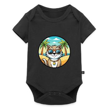 Ragamuffin Lunettes de soleil de dessin animé de race de chat plage - Body à manches courtes Premium Bébé - noir - Devant