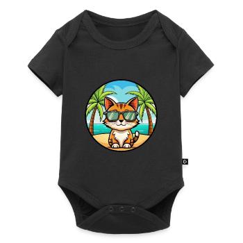Somali Shorthair Cat Breed Cartoon Sunglass Beach - Body à manches courtes Premium Bébé - noir - Devant