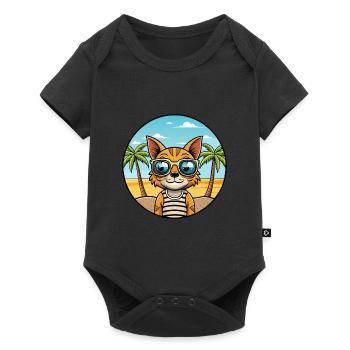 Ocicat Breed Cartoon Sonnenbrille Strand - Baby Premium Kurzarmbody - Schwarz - Vorne