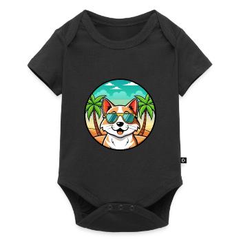 Lunettes de soleil de dessin animé de race de chat balinais plage - Body à manches courtes Premium Bébé - noir - Devant