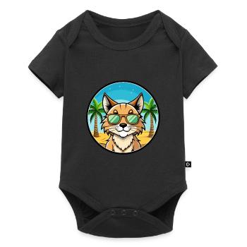 Eurasian Lynx Cat Breed Cartoon Lunettes de soleil Beach - Body à manches courtes Premium Bébé - noir - Devant