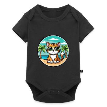 American Bobtail Cat Breed Cartoon Sunglass Beach - Body à manches courtes Premium Bébé - noir - Devant