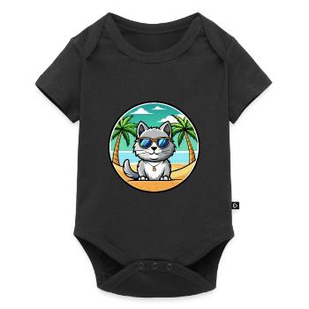 Lunettes de soleil de dessin animé British Silver Cat Breed Beach - Body à manches courtes Premium Bébé - noir - Devant