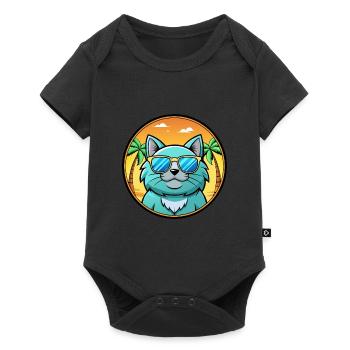 Chartreux Cat Breed Cartoon Sunglasses Beach - Baby Premium short-sleeve bodysuit - black - Front