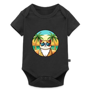 Exotic Shorthair Cat Breed Cartoon Sunglass Beach - Baby Premium short-sleeve bodysuit - black - Front