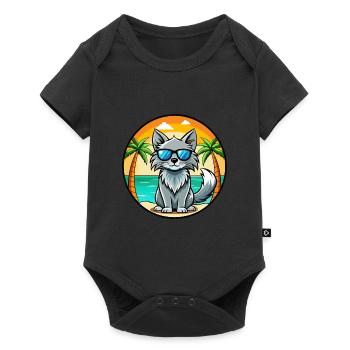 Nebelung Lunettes de soleil de dessin animé de race de chat plage - Body à manches courtes Premium Bébé - noir - Devant