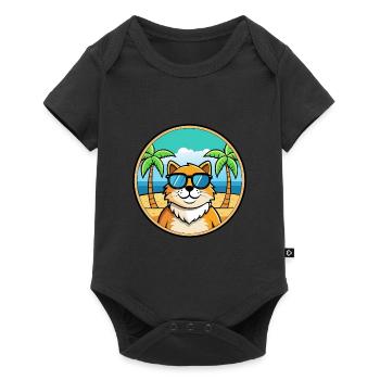 Ragamuffin Lunettes de soleil de dessin animé de race de chat plage - Body à manches courtes Premium Bébé - noir - Devant