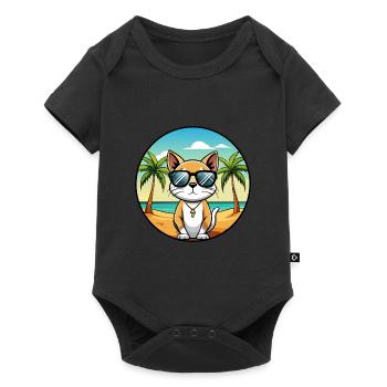 Siamese Shorthair Cat Breed Cartoon Sunglass Beach - Baby Premium short-sleeve bodysuit - black - Front