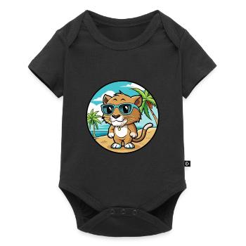 Bébé Chat Race Dessin Animé Lunettes De Soleil Plage - Body à manches courtes Premium Bébé - noir - Devant