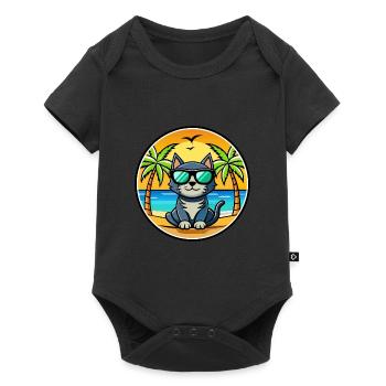 Bombay Katzenrasse Cartoon Sonnenbrille Strand - Baby Premium Kurzarmbody - Schwarz - Vorne
