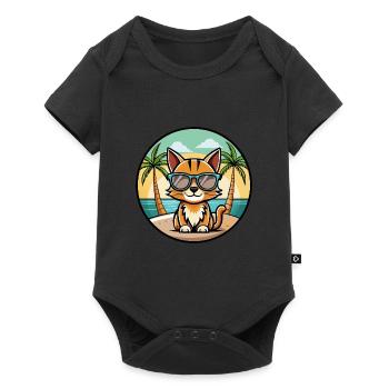Somali Shorthair Cat Breed Cartoon Sunglass Beach - Body à manches courtes Premium Bébé - noir - Devant