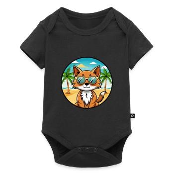 Lunettes de soleil Kawaii de race de chat somalienne de dessin animé plage - Body à manches courtes Premium Bébé - noir - Devant