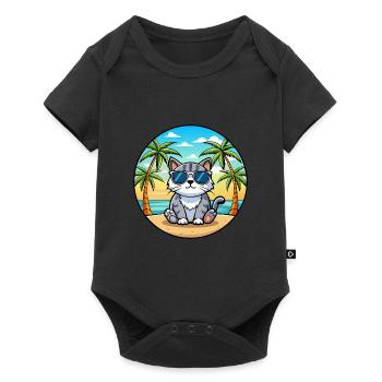 Scottish Fold Cat Breed Cartoon Lunettes de soleil Beach - Body à manches courtes Premium Bébé - noir - Devant