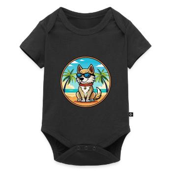 Akbash Hunderasse Cartoon Sonnenbrille Strand - Baby Premium Kurzarmbody - Schwarz - Vorne