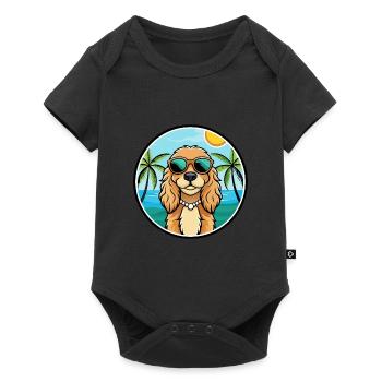 Cocker américain Spaniel Race de chien Cartoon Beach - Body à manches courtes Premium Bébé - noir - Devant