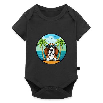 Basset Bleu De Gascogne Dog Breed Cartoon Beach - Baby Premium short-sleeve bodysuit - black - Front