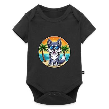 Alaskan Klee Kai Chien Race Dessin Animé Lunettes De Soleil Plage - Body à manches courtes Premium Bébé - noir - Devant