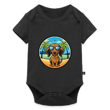 Alpine Dachsbracke Dog Breed Lunettes de soleil de dessin animé - Body à manches courtes Premium Bébé - noir - Devant