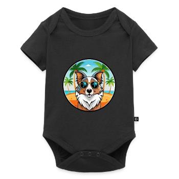 Australian Shepherd Dog Breed Cartoon Sunglasses - Baby Premium short-sleeve bodysuit - black - Front