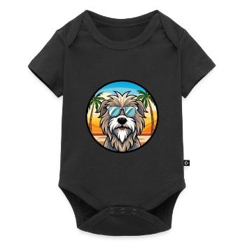 Bergamasker Schäferhund Rasse Cartoon Sonnenbrille - Baby Premium Kurzarmbody - Schwarz - Vorne
