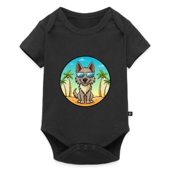 Berger Picard Hunderasse Cartoon Sonnenbrille Strand - Baby Premium Kurzarmbody - Schwarz - Vorne