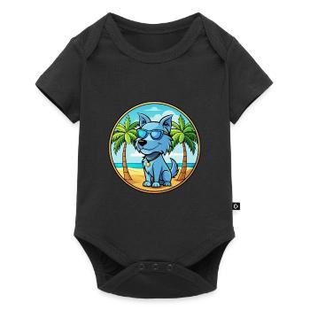 Bleu De Gascogne Hunderasse Cartoon Sonnenbrille Strand - Baby Premium Kurzarmbody - Schwarz - Vorne