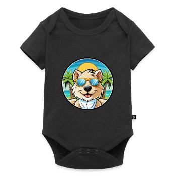 Bolognese Chien Race Dessin Animé Lunettes De Soleil Plage - Body à manches courtes Premium Bébé - noir - Devant