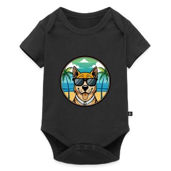 Cao De Castro Laboreiro Race De Chien Dessin Animé Plage - Body à manches courtes Premium Bébé - noir - Devant