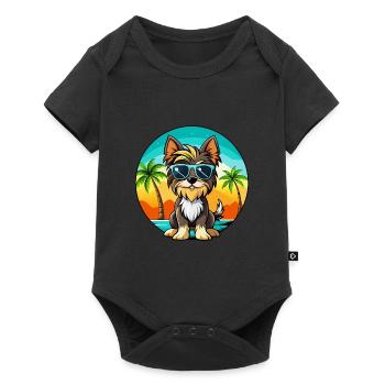 Biewer Terrier Dog Breed Cartoon Sunglasses Beach - Baby Premium short-sleeve bodysuit - black - Front