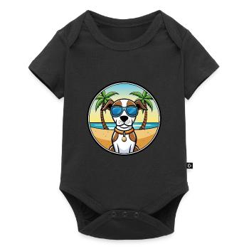 Burgos Pointer Chien Race Dessin Animé Lunettes De Soleil Plage - Body à manches courtes Premium Bébé - noir - Devant