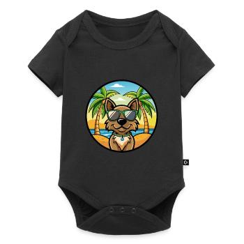 Cao da Serra de Aires Hunderasse Cartoon Sonnenbrille - Baby Premium Kurzarmbody - Schwarz - Vorne