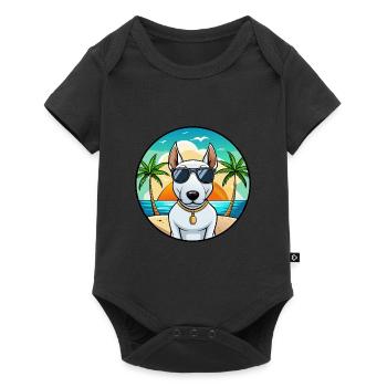 Bull Terrier Miniature Dog Breed Cartoon Beach - Baby Premium short-sleeve bodysuit - black - Front
