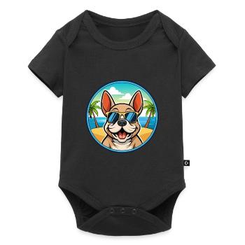 Chien Francais Dog Breed Cartoon Sunglasses Beach - Baby Premium short-sleeve bodysuit - black - Front