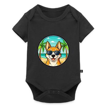 Canaan Chien Race Dessin Animé Lunettes De Soleil Plage - Body à manches courtes Premium Bébé - noir - Devant