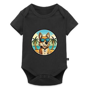 Cesky Fousek Chien Race Dessin Animé Lunettes de Soleil Plage - Body à manches courtes Premium Bébé - noir - Devant