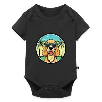 Englischer Cocker Spaniel Hunderasse Cartoon Beach - Baby Premium Kurzarmbody - Schwarz - Vorne